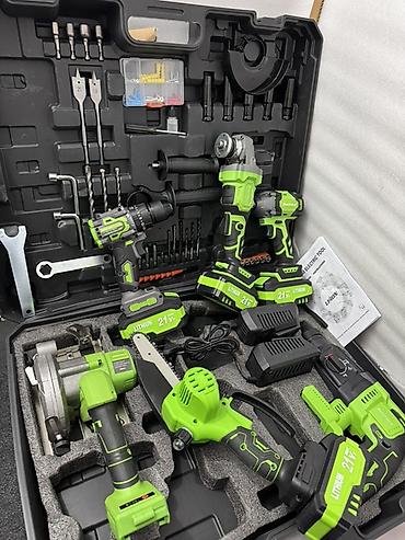 Наборы электроинструментов: Аккумуляторный набор электроинструментов 21V Li‑ion в ударопрочных — 11