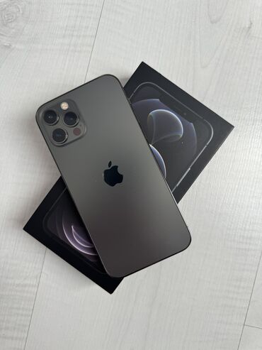 Apple iPhone: IPhone 12 Pro, Б/у, 256 ГБ, Graphite, Защитное стекло, Чехол, Коробка, 80 %
