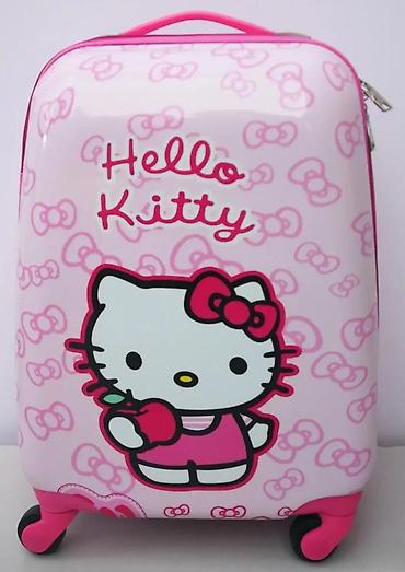 Rančevi, torbe i koferi: Pink kofer za decu sa motivom Hello Kitty, idealan za putovanja. Kofer — 9