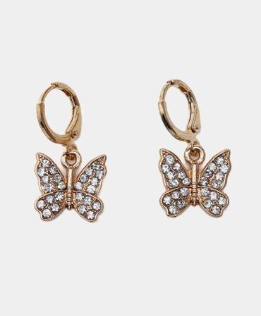 женское украшение: Хитовые женские серьги-бабочки с цирконом, высота серьги 2,5 см