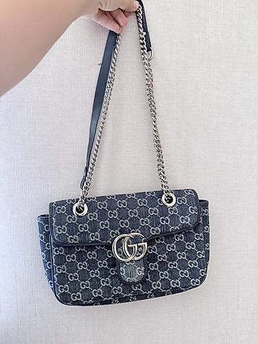 gucci guilty: Сумка Gucci GG Marmont Small из денима - Материал: плотный синий — 1