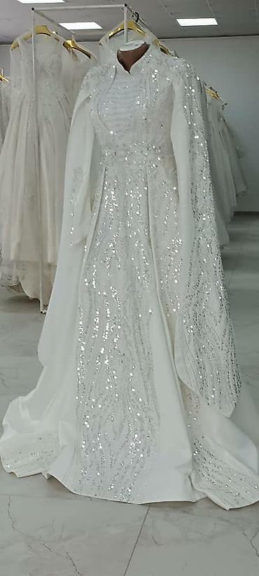 Свадебные платья: Свадебное платье, Закрытое, Мусульманское, Открытая спина, Русалка, Б/у — 9