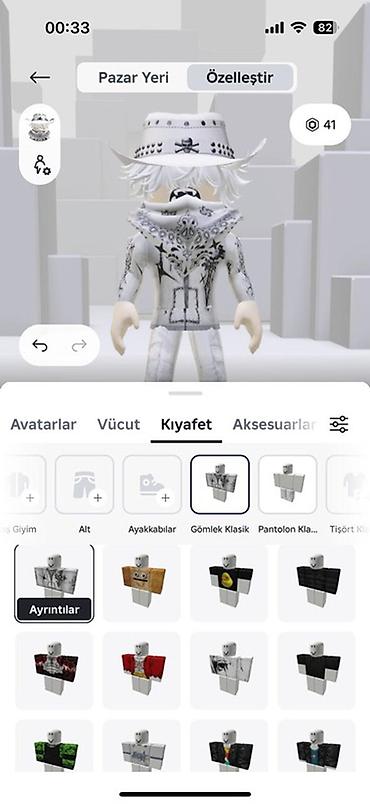 Kişi geyimləri: Məhsul: Roblox avatar dəsti – ağ/boz temalı “street-fashion” kombini — 6