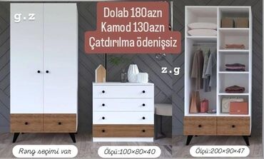 Dolablar: *Dolab 2 qapılı 180Azn* ✔️Ölçü:200×90×47 *Kamod 130Azn*