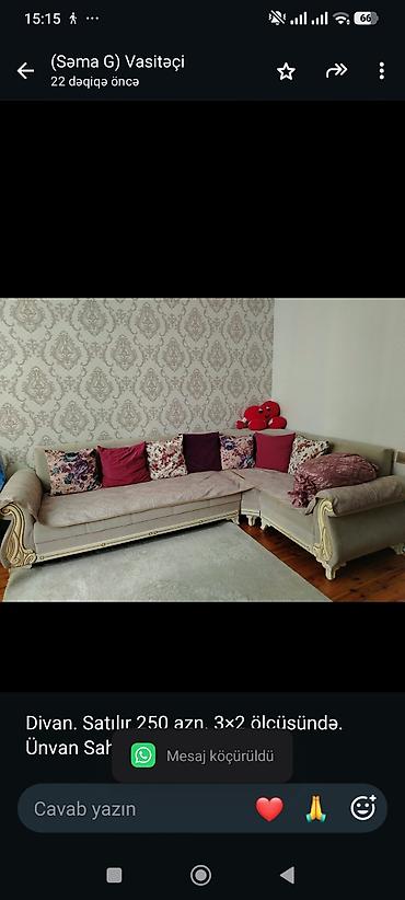 Divan. Satılır 250 azn. 3×2 ölçüsündə. Ünvan Sahil qəsəbəsi (SemaG)