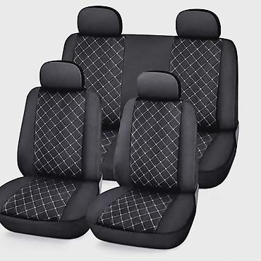 tapacir golf 4: UNIVERZALNE PRESVLAKE ZA AUTO SEDIŠTA – EKO KOŽA SA BELIM ŠTEPOM — 1