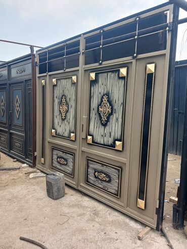 Həyət darvazaları: Dəmir Həyət darvazası, Yana açılan, Mexaniki, Qapı ilə, rəng - Qara — 19