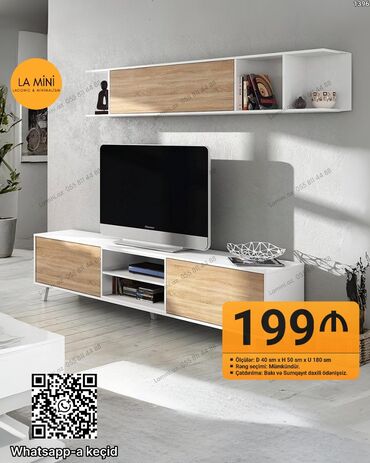 Düz TV altlığı, Polkalı, Laminat