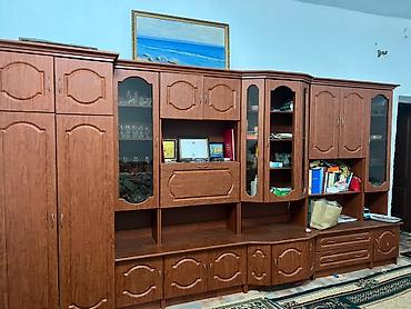 Стенки-шкафы: Секция-стенка для гостиной, модульная, из ЛДСП под дерево (теплый — 1
