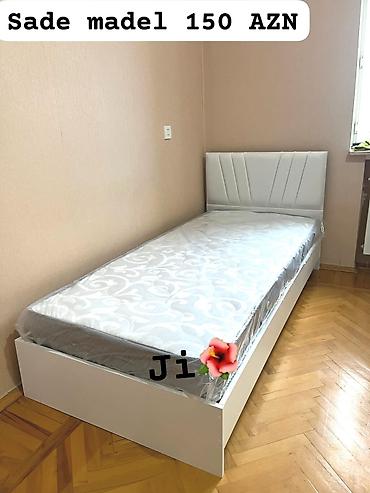Мебель для дома: Sadə tək nəfərlik çarpayı – 150 AZN - Minimalist dizaynlı, ağ rəngdə — 1