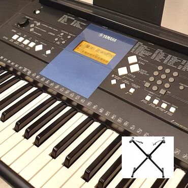 детские синтезаторы: Yamaha PSR-E333+стойка, аккомпанемент и чувствительные клавиши, в