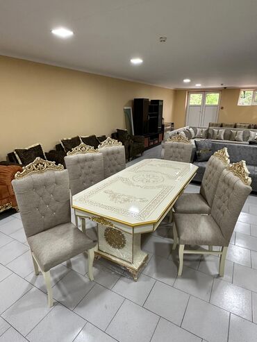 Stullar: Qonaq otağı üçün, Yeni, Açılmayan, Oval masa, 6 stul