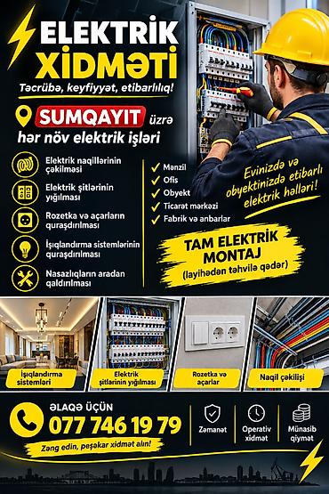 elektrostatik toz boya: Elektrik xidməti – Sumqayıt ve Baki seheri uzre Təcrübəli və etibarlı — 1