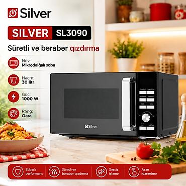 Микроволновки: №: 9805 Məhsulun adı: Mikrodalğalı soba Silver SL-3090, 30 L, 1000 Vt — 1