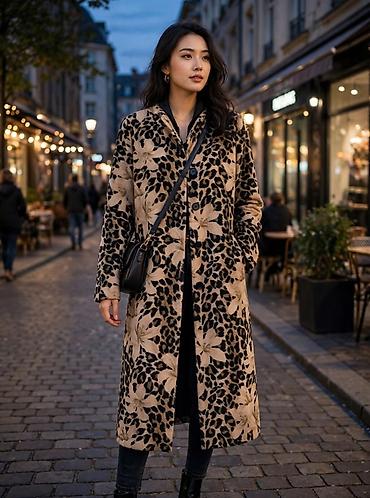 Paltolar: 🔥 Trenç Plaș Leopard - Çiçəkli Model / 46 ölçü / Cavan xanım üçün — 2