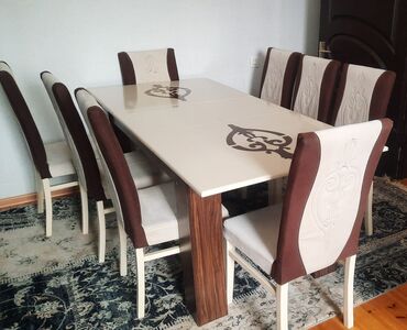Комплекты столов и стульев: Для гостиной, Б/у, Прямоугольный стол, 8 стульев