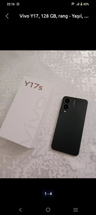 vivo v25 qiymeti: Vivo Y17, 128 GB, rəng - Yaşıl, Face ID, İki sim kartlı, Barmaq izi