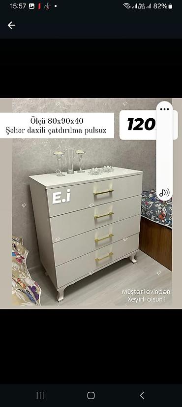 Ağ rəngli, müasir üslubda komod. - Ölçü: 80×90×40 sm lalafo.az -da Ağ rəngli, müasir üslubda komod. - Ölçü: 80×90×40 sm