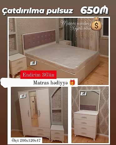 karafat: Yataq otağı dəsti - Qiymət: 650₼ - Çatdırılma pulsuz - Endirim 3 gün — 1