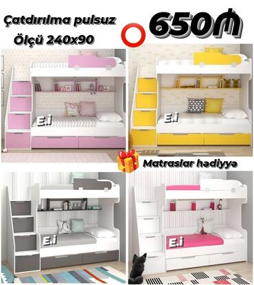 tek carpayllar: Oğlan və qız üçün, Yeni, Çarpayı, Matras ilə