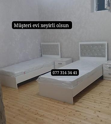Ağ rəngli iki nəfərlik yataq otağı dəsti - 2 ədəd tək nəfərlik