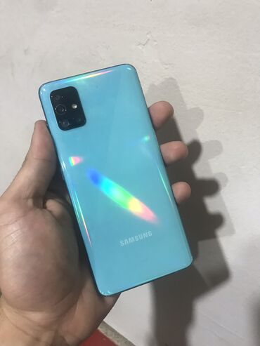 телефон fly ds131: Samsung Galaxy A51, 128 ГБ, цвет - Голубой, Кнопочный, Отпечаток пальца, Две SIM карты