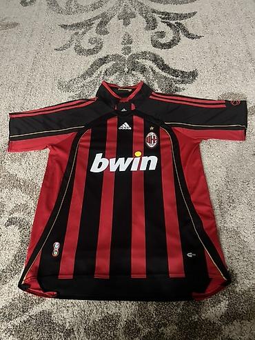 спортивка лининг: Футбольная майка AC Milan adidas с вертикальными красно‑чёрными — 1
