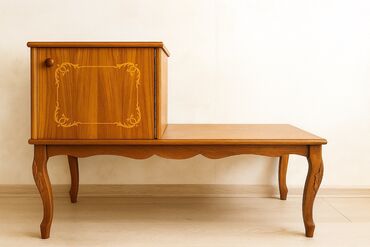 реставрация столов: Журнальный столик с тумбой в классическом стиле, антикварный столик -