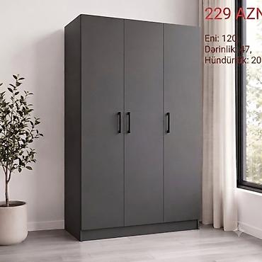 tekstil: Yeni, 2 qapılı, Siyirməli, Boz, Taxta, Açılan, Düz dolab — 3