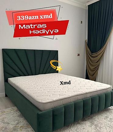 dosekler: Məhsul: Yumşaq başlıqlı çarpayı + matras hədiyyə - Rəng: Tünd yaşıl - — 1