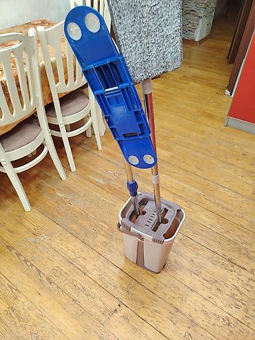 ütu masası: Yastı mop və iki bölməli vedrə dəsti - Dəst: yastı mikrofiber mop + — 5