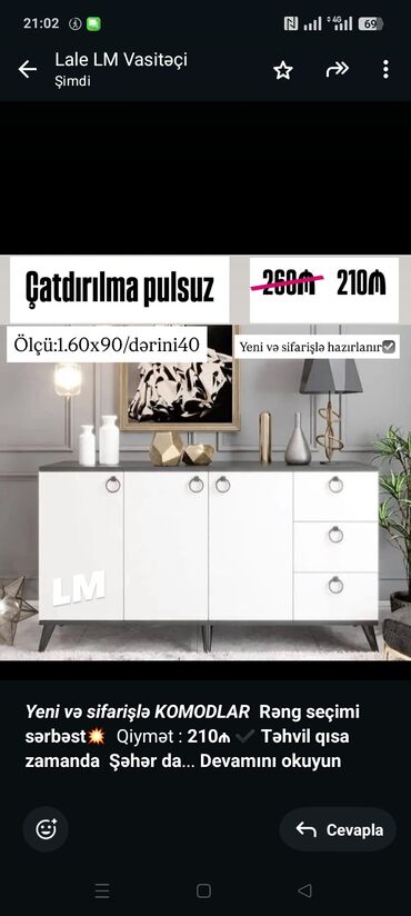 Sifarişlə ofis mebeli: _*Yeni və sifarişlə KOMODLAR*_ *Rəng seçimi sərbəst💥* Qiymət 