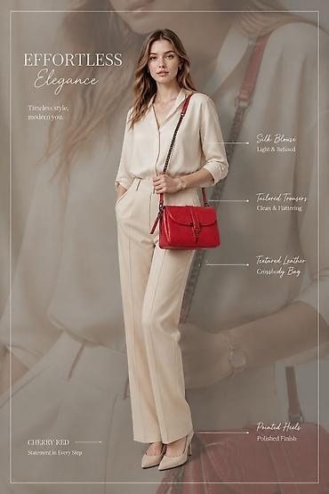 mona krusevac: Teksturirana kožna crossbody torba – Cherry Red - Elegantna torba — 2
