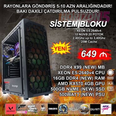 wifi роутер: Sistem Bloku "DDR4 Gaming Xeon E5-2640V4 RX570 500GB NVME” ⭐Tək Sistem