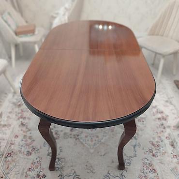 taxta biti: Oval formalı açılan yemək masası - Material: taxta üzlüklü masaüstü — 1