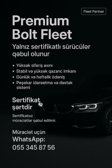 tek oturacaqlar: Premium Bolt Fleet | Yalnız Sertifikatlı Sürücülər Peşəkar və yüksək