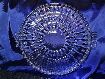 koktel set cena: Plato nov iz 80ih.godina,kristal,led kristal za torte,kolace. Nov — 1