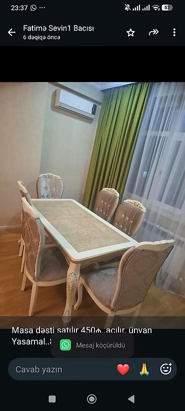 Masa dəsti satılır 450₼. açılır. ünvan Yasamal. 8381. Fatimə99