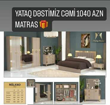 islenmis mebel satisi: 2 təknəfərlik çarpayı, Dolab, Termo, 2 tumba, Azərbaycan, Yeni