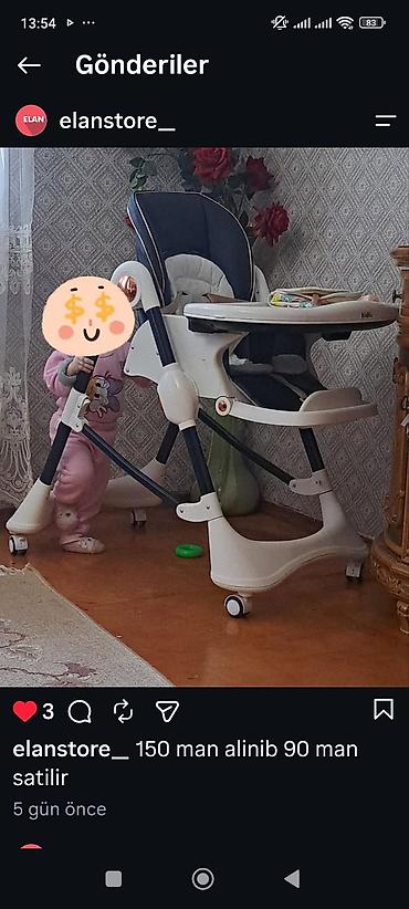 Uşaq yemək masasi. 150 azn alinib 70 azn satilir. Az işlənib təzə