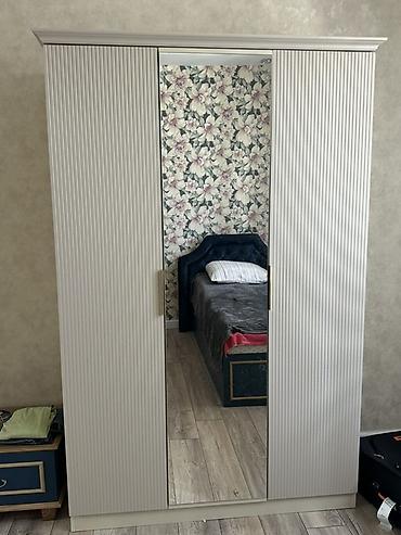 İşlənmiş, 3 qapılı, Güzgülü, Bej, Taxta, Açılan, Düz dolab