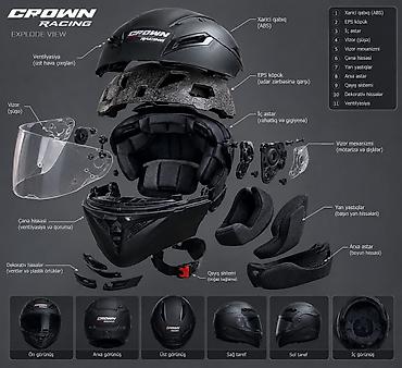Moto geyim: CROWN Racing modul tipli motosiklet dəbilqəsi - Korpus: davamlı ABS — 1