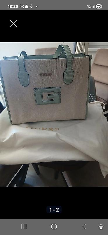 mona torbe braon: GUESS torba – shoppers/tote model - Materijal: kombinacija platna i — 1