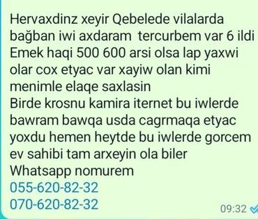 bağban iş elanları: Dalandarlar, bağbanlar