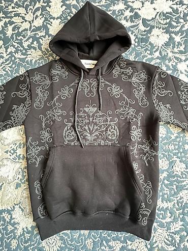 Толстовки, худи: Худи с объёмным бархатистым орнаментом - Модель: утеплённое худи с — 12