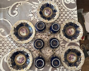 cay servis: Çay dəsti, rəng - Göy, Farfor