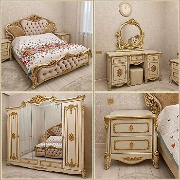 bedroom: Klassik üslubda yataq otağı mebel dəsti təqdim olunur. Dəst zərif krem — 1