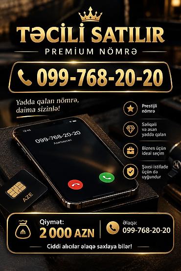 avtomobil bazarı: Premium nömrə satılır: **099-768-20-20** Yadda qalan, səliqəli və — 1