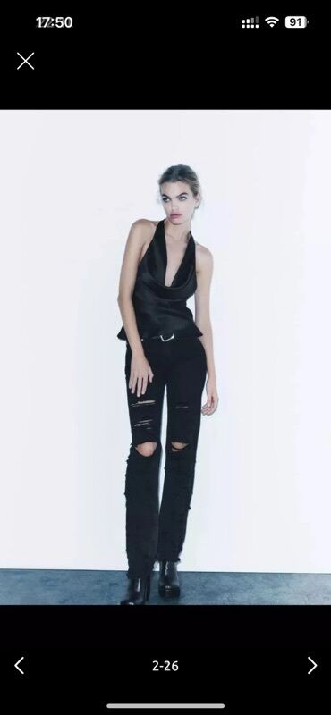 CD, DVD disklər və kassetlər: Zara, yırtıq detallı cins şalvar Dizlərdə və digər yerlərdə yırtıqlar — 25