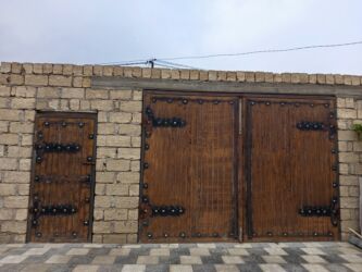 Həyət darvazaları: İşlənmiş Dəmir Həyət darvazası, Yana açılan, 3 m, Mexaniki, Qapı ilə, rəng - Qəhvəyi — 6